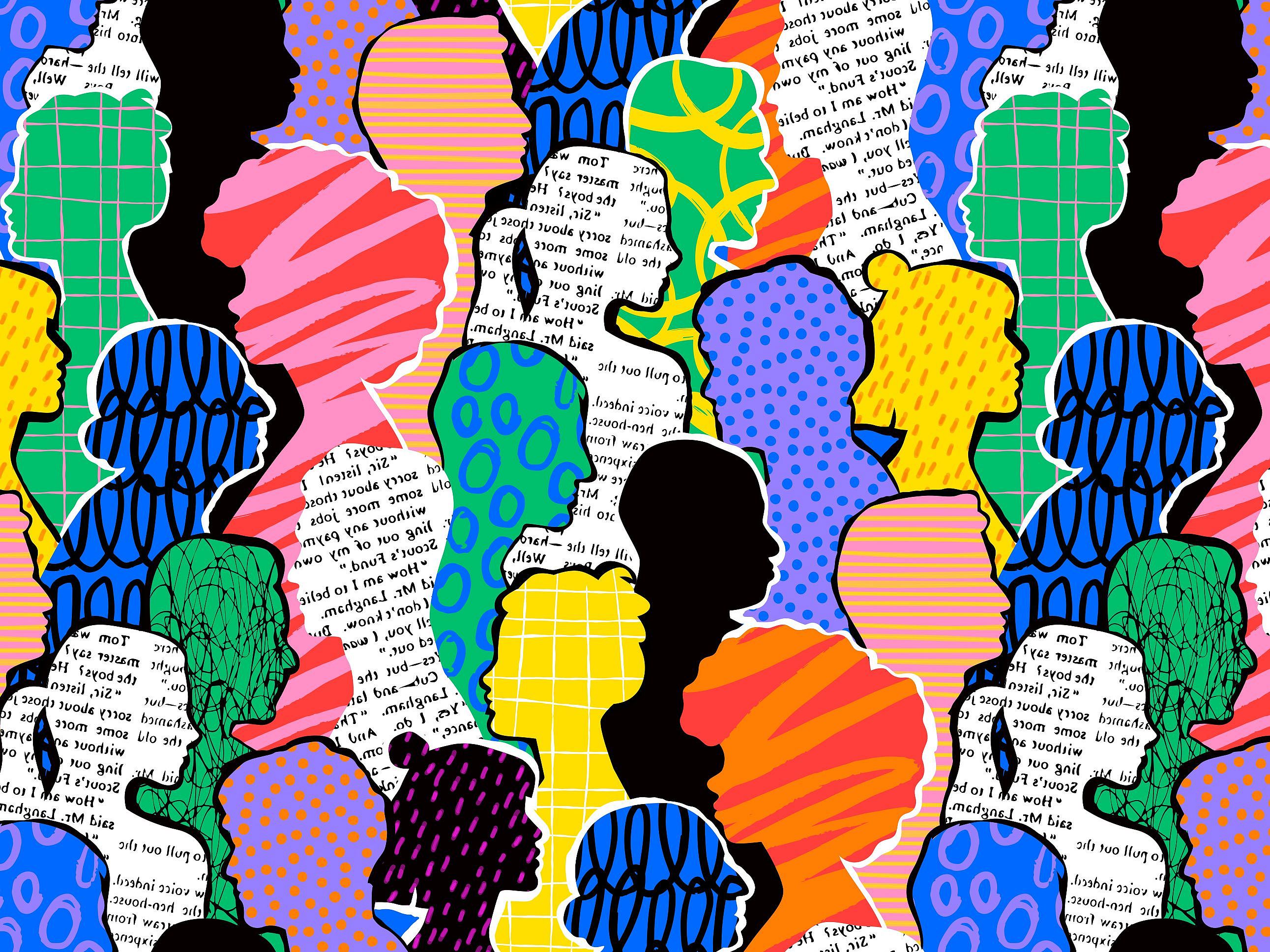 Tile image: Colorful profiles of different people 